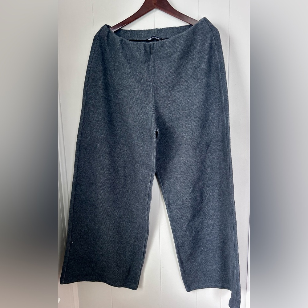 Zara Charcoal Ribbed Knit Pants